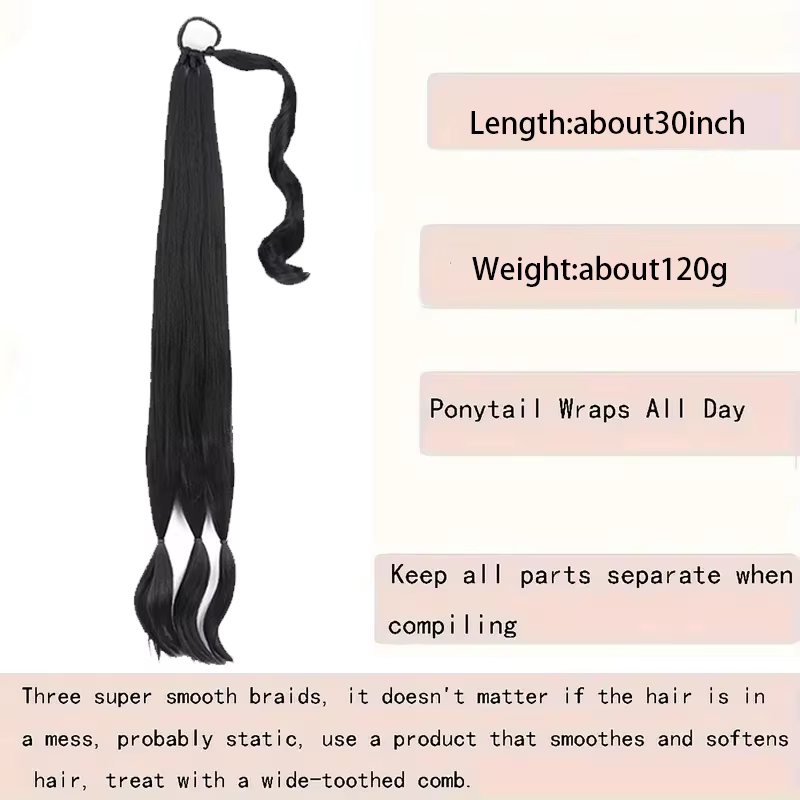 30 pouces synthétique longue droite bricolage pré tresse queue de cheval Extension de cheveux élastique