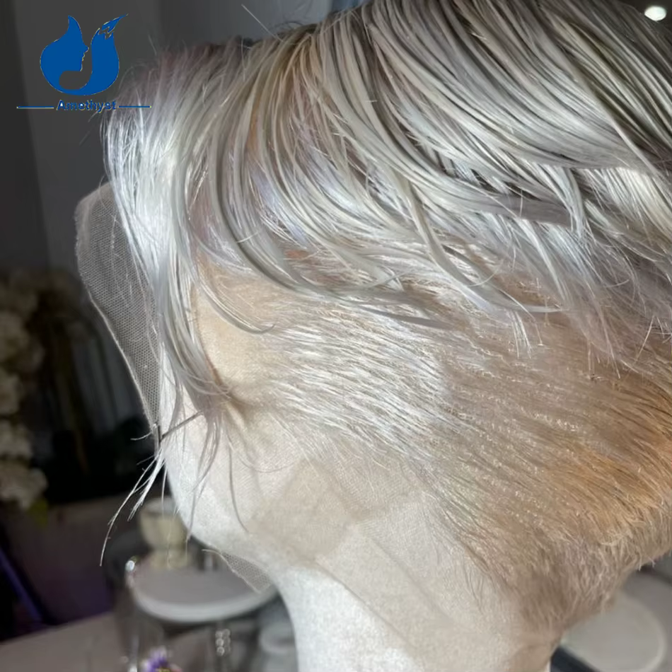 Perruque courte coupe pixie en cheveux brésiliens Remy