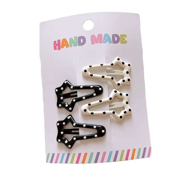 Strass Vintage à pois étoile pinces à cheveux ensemble japonais doux fille coeur géométrique Flyaway BB Clips enfants