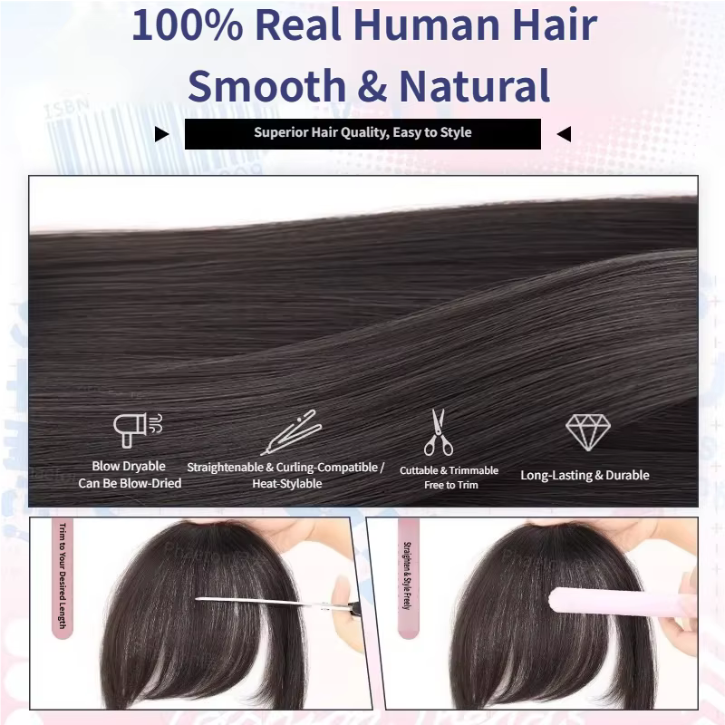 Extensions de franges à clipser 100 % cheveux humains