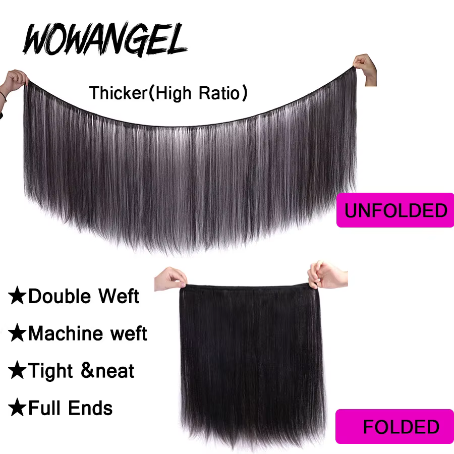 Wow Angel 2x6 HD dentelle fermeture avec paquets cheveux humains raie profonde fondu peaux 30 32 pouces brésilien