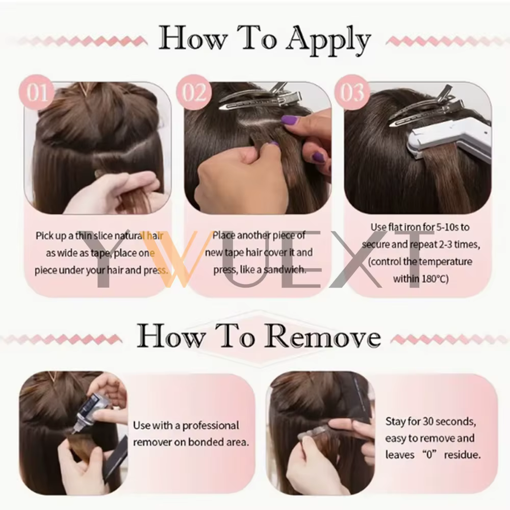 Extensions de cheveux humains naturels lisses