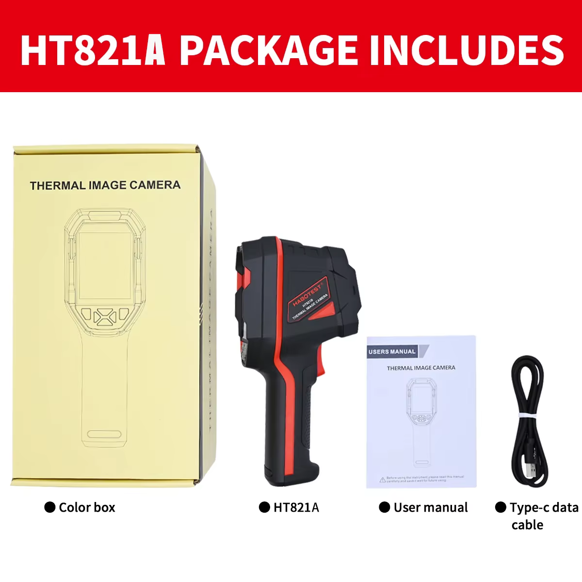 Caméra thermique rechargeable HABOTEST HT821A -20 ℃ ~550 ℃ Caméra thermique portable étanche, anti-poussière et anti-chute