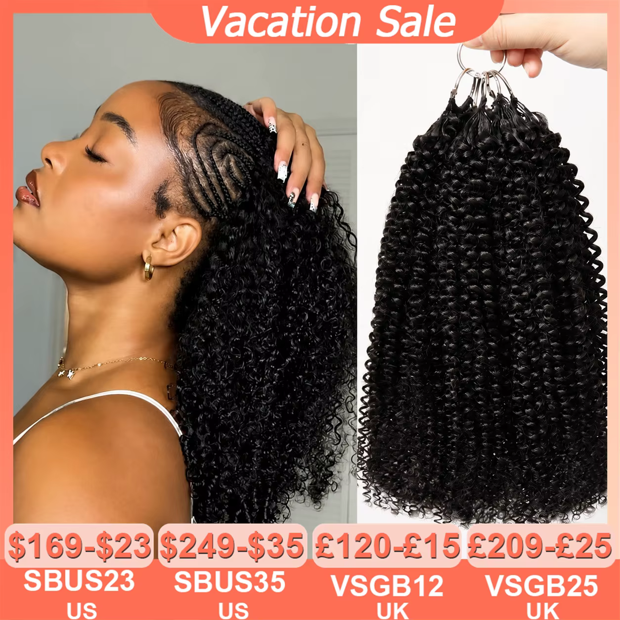 Extensions de cheveux humains crépus bouclés au Crochet perruques bouclées sans nœuds paquets