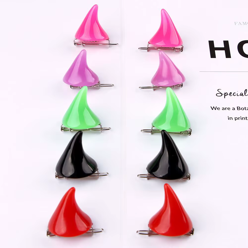 Dame fille belle mignonne 1 paire robe Double fantaisie Barrette diable corne oreille pince Halloween Cosplay épingle à