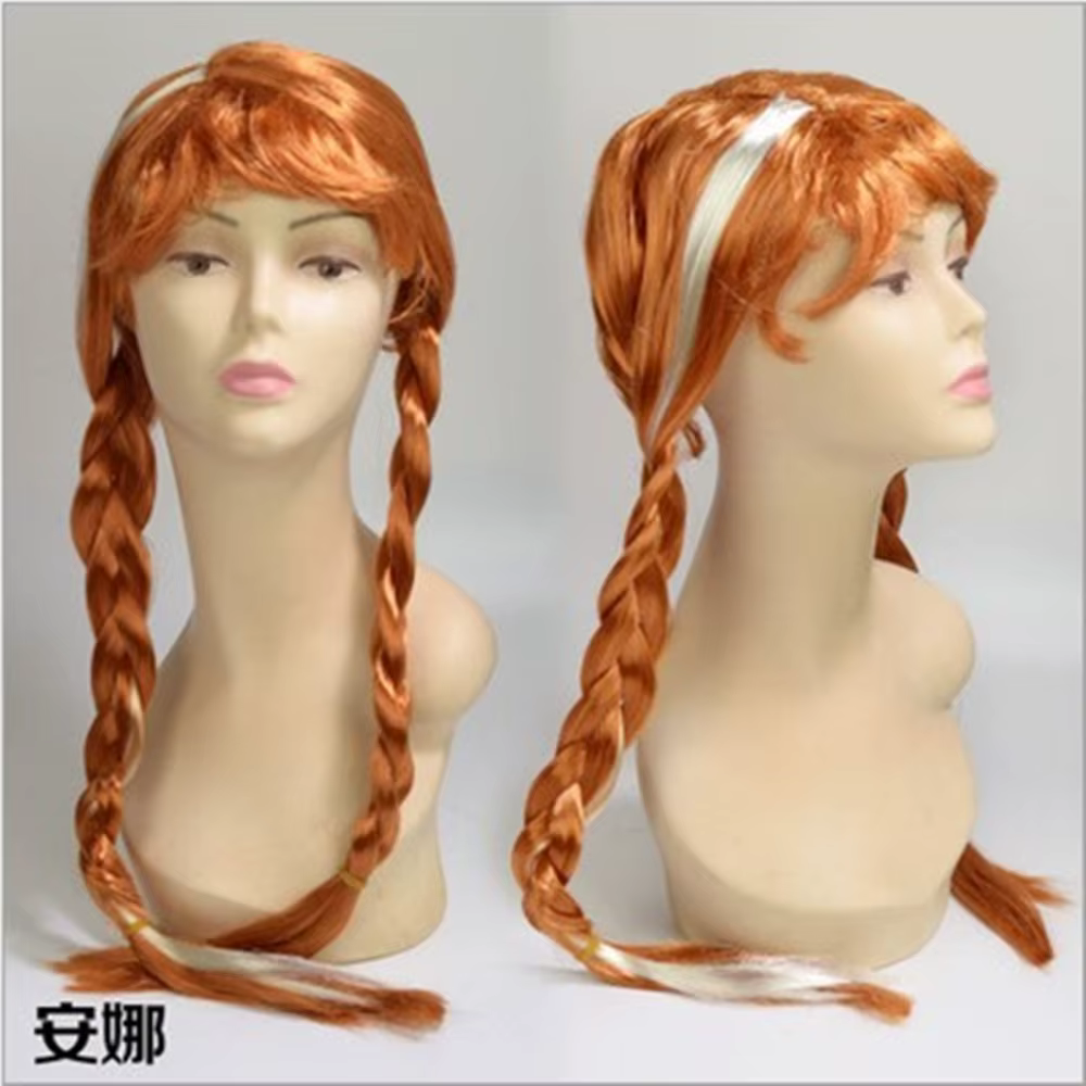 Perruque de cosplay Anna, accessoire de princesse, postiche pour Halloween, perruque synthétique pour jeu de rôle Anna