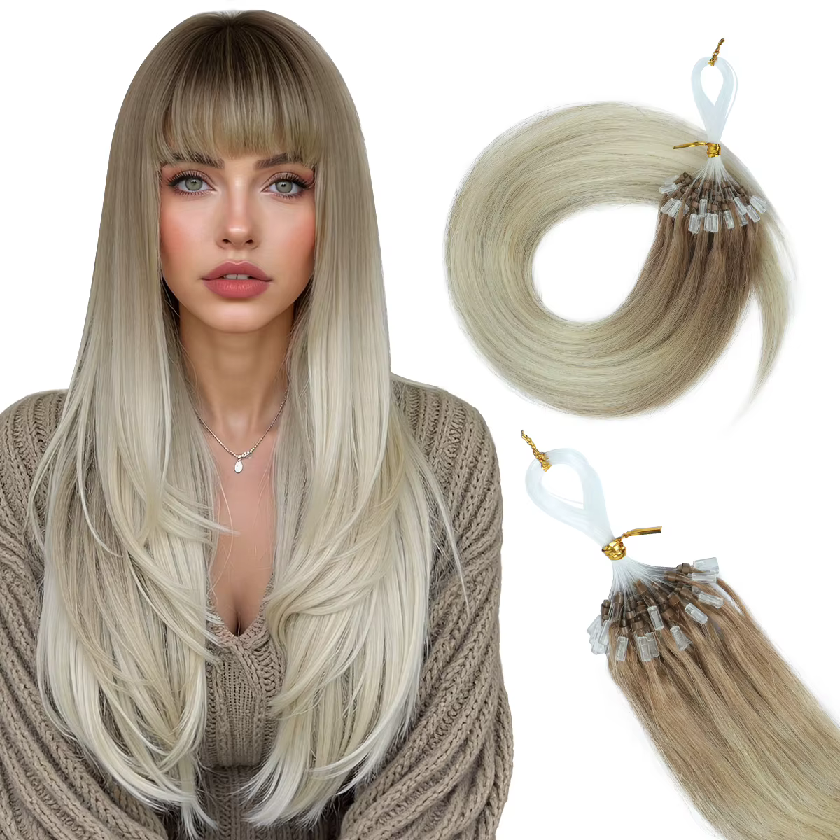 MRSHAIR Remy Micro boucle Extensions de cheveux humains