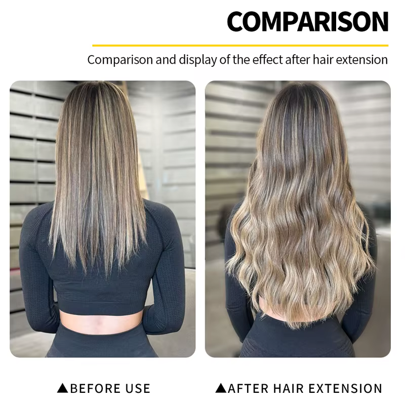 Kit professionnel d'extensions de cheveux à lumière UV avec outils de pose
