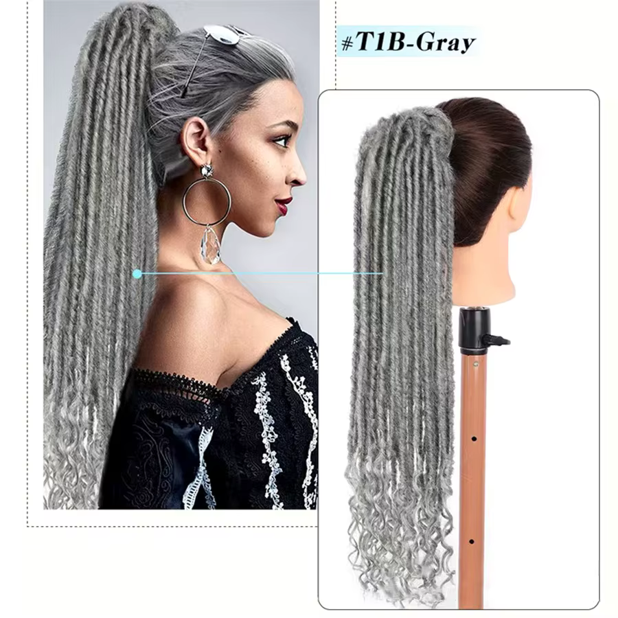 Extensions de queue de cheval à clipser, fausses locks torsadées pour femmes noires, postiches synthétiques Goddess Locs à enrouler
