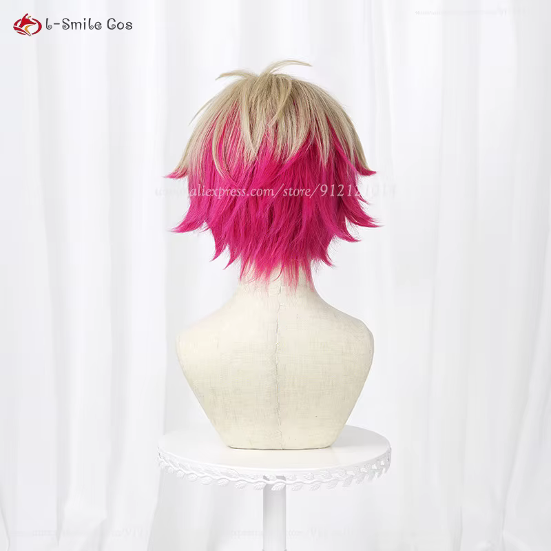 Anime Alexis Ness Cosplay perruques 32 cm lin Rose perruques mixtes Cosplay Anime Cosplay perruque résistant à la chaleur cheveux synthétiques + bonnet de perruque