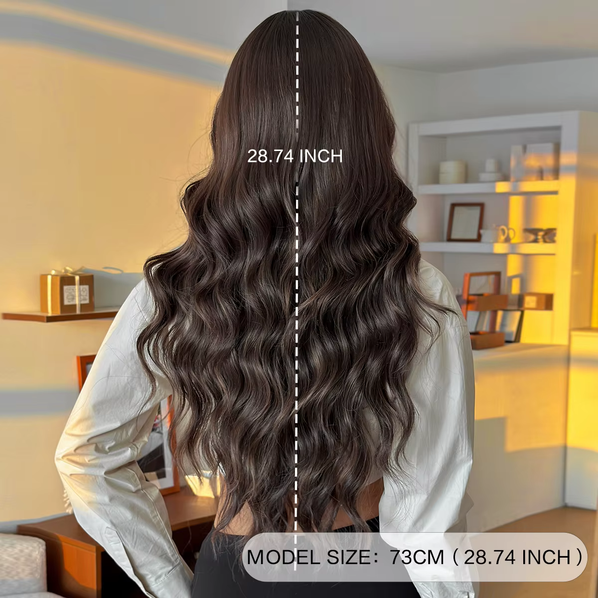 7JHH perruques longue vague de corps moka marron perruque pour les femmes modeste mode synthétique résistant à la
