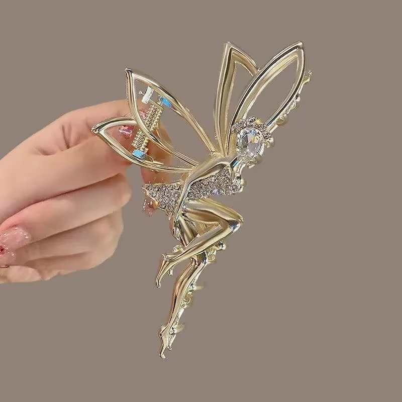 Pince à cheveux en métal pour strass brillant cristal petit ange chapeaux épingle