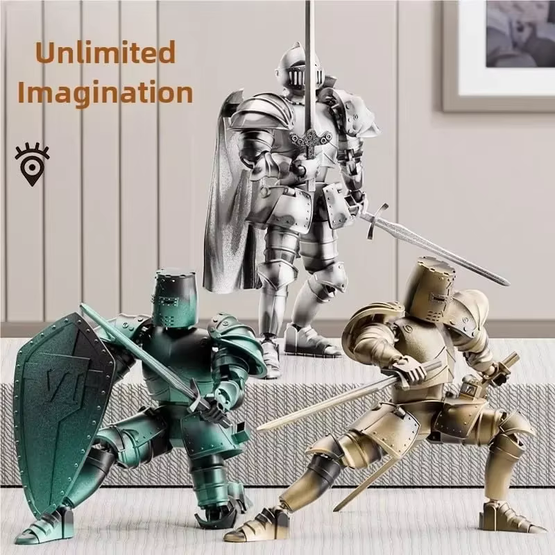 Figurine d'action Knight Armor – Robot mobile multi-articulé à monter soi-même avec armure médiévale, jouet de collection posable pour enfants et adultes
