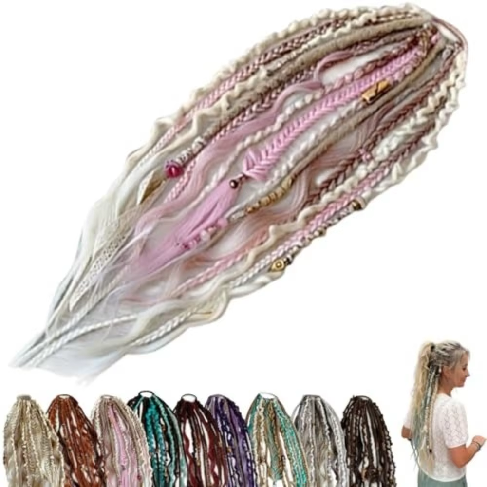 Extensions de queue de cheval élastiques tressées style bohème avec élastique à cheveux pour cadeaux