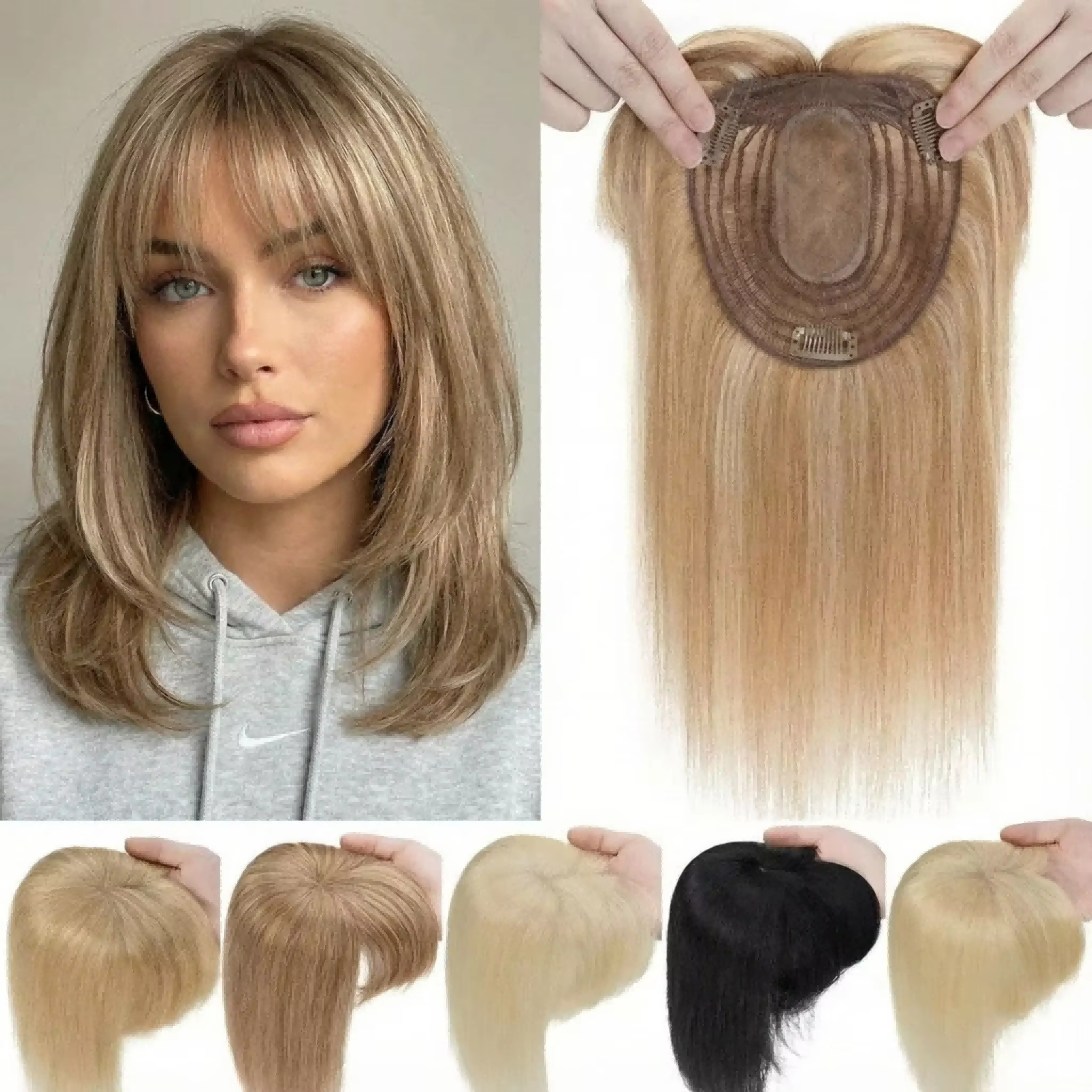 Prix de gros, perruque à clips en cheveux humains 100% fabriquée à la machine