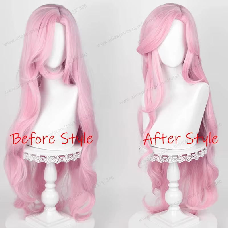 Fluttershy Cosplay perruque cheveux synthétiques unisexe 100 cm longue vague bouclée rose femmes