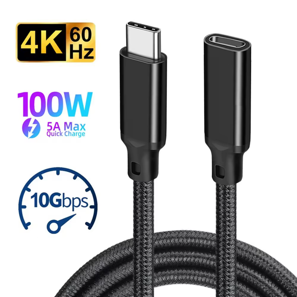 Câble d'extension USB C mâle vers femelle Type C USB3.2 Gen2 10 Gbps 100 W, 2 m, 3 m, 5 m, cordon d'extension de charge rapide pour MacBook Pro Samsung