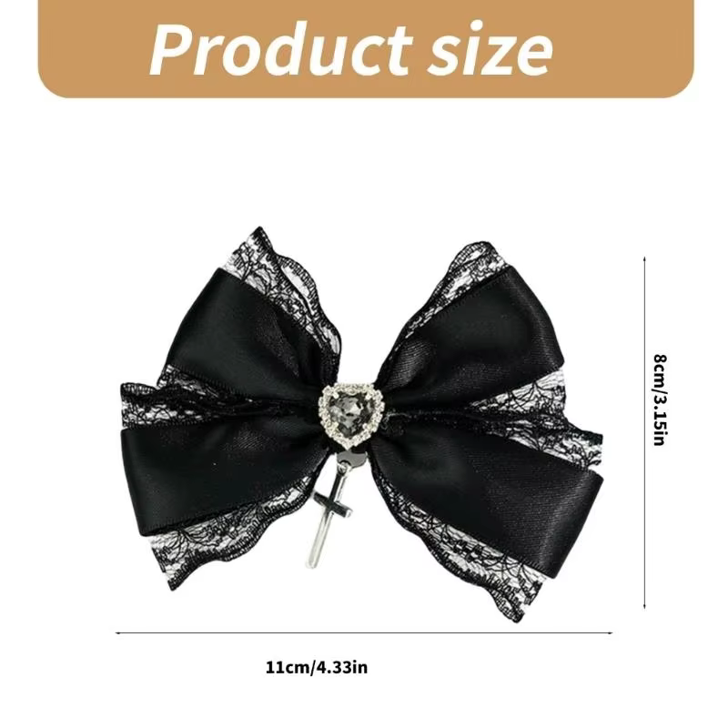 77He en dentelle cheveux coulins noirs Clip coiffure Clip Clip Balletcore