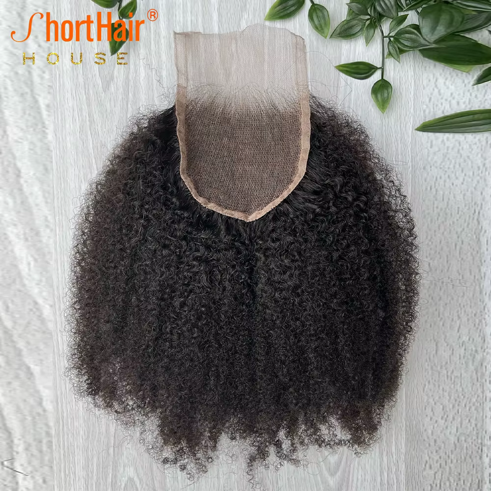 Afro crépus bouclés cheveux humains brésilien 4x4 5x5 HD dentelle fermeture