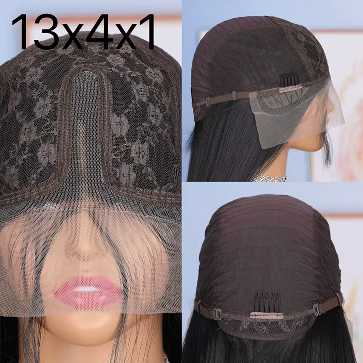 Perruque Lace Frontal Wig synthétique lisse et longue