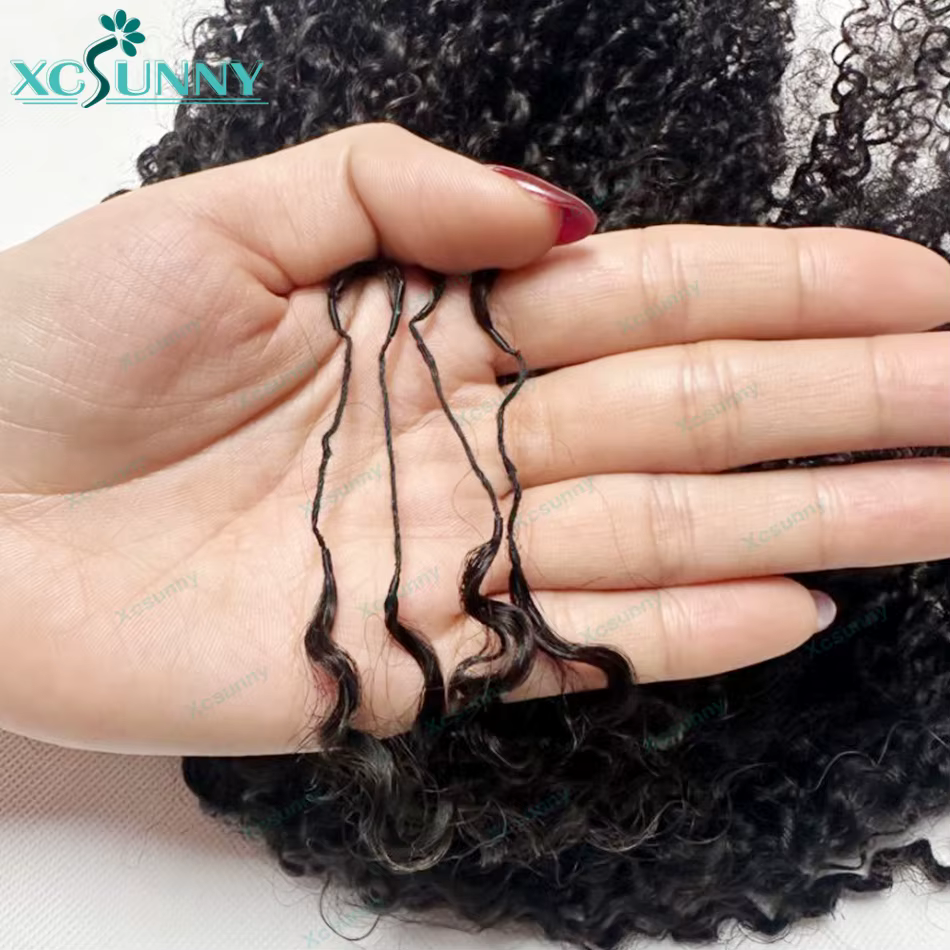 K ​ Inky bouclés Crochet Extensions de cheveux humains Afro crépus pré-séparés sans noeuds