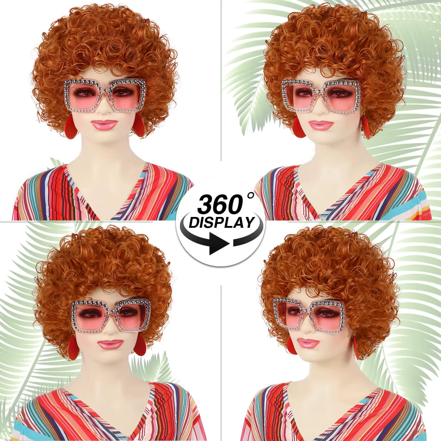 Perruque synthétique rouge orangé pour femme