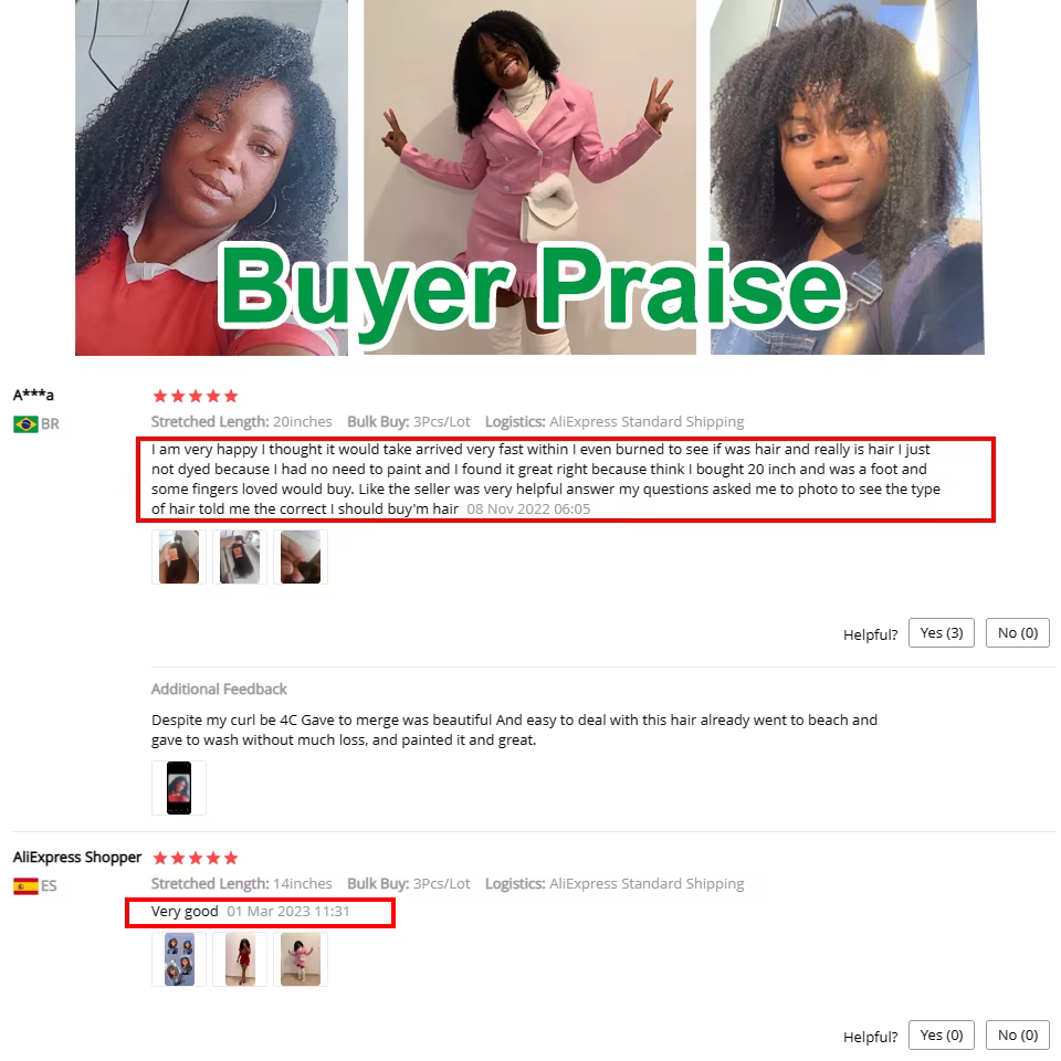 Mèches Afro 100% naturelles Remy crépues bouclées