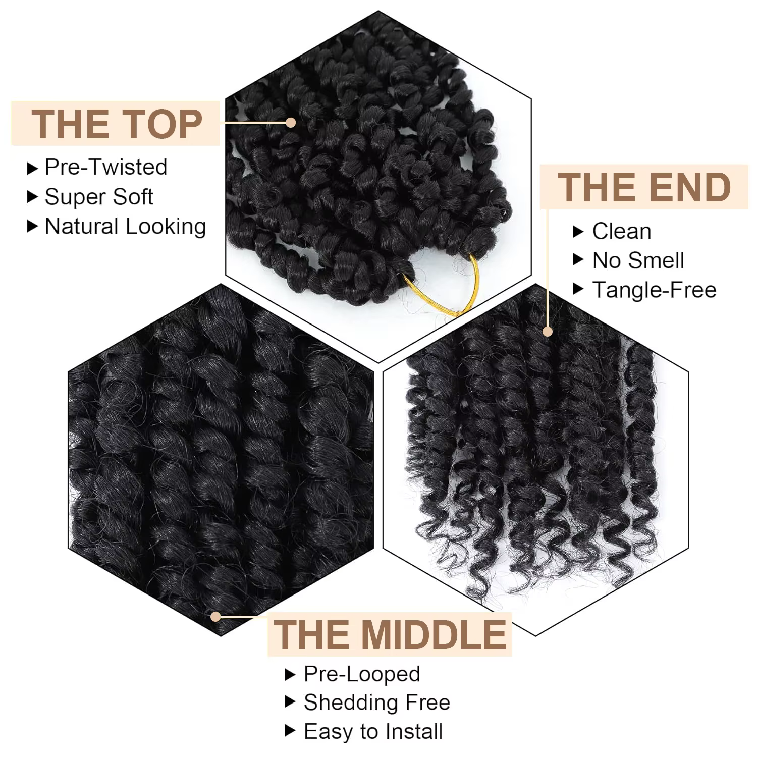 Extensions de tresses synthétiques pré-torsadées Passion Twist