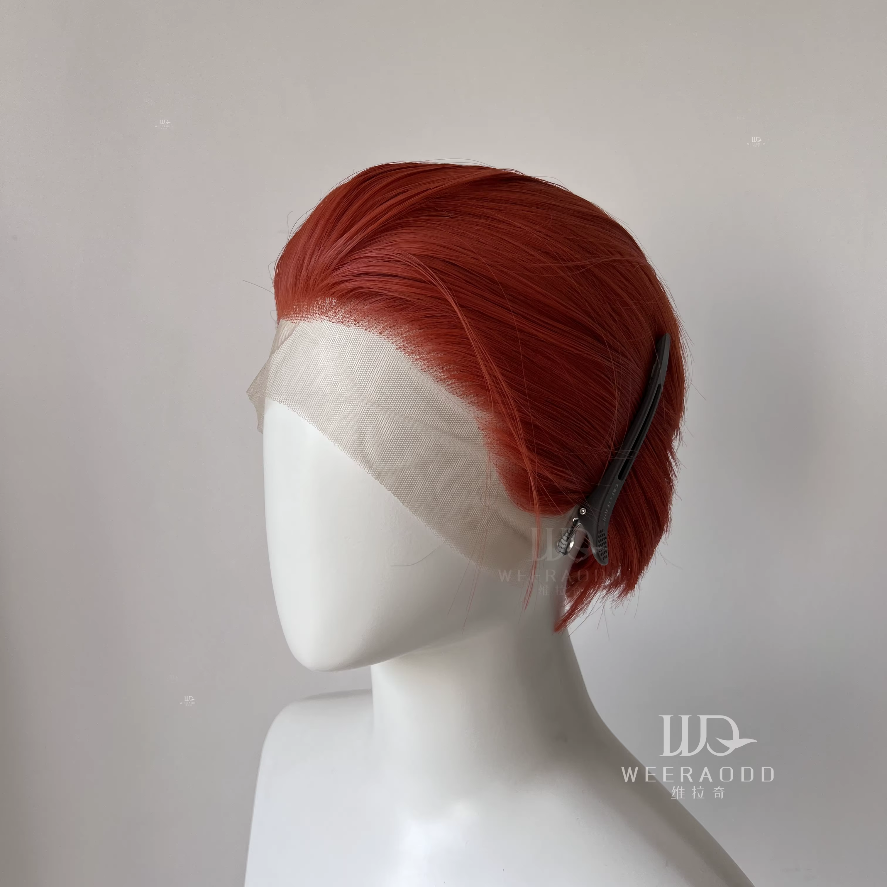 Perruque Lace Front Wig synthétique courte Orange rouge pour hommes