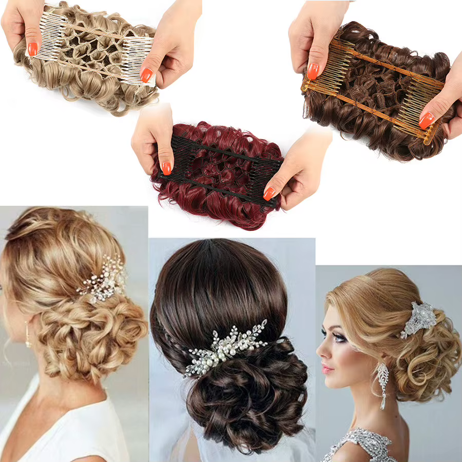 Chignon synthétique court bouclé désordonné