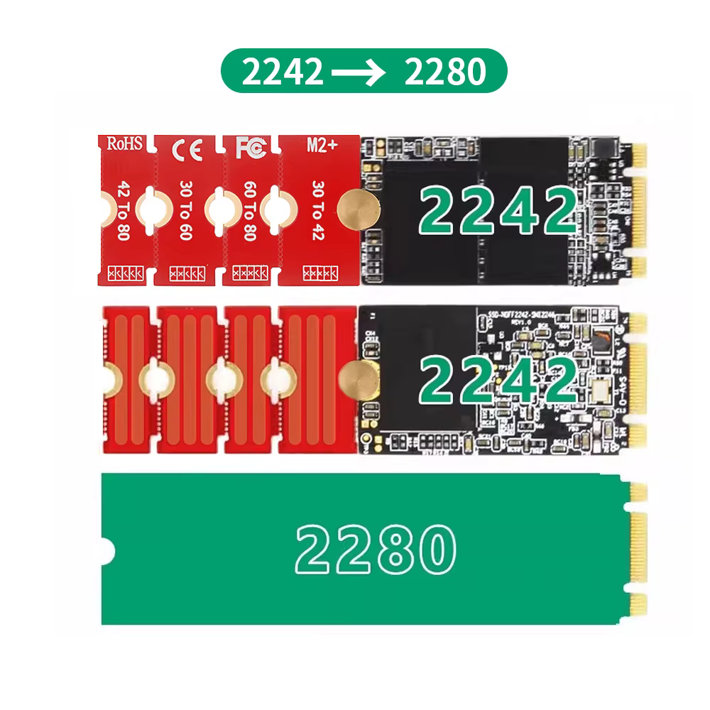 TISHRIC M.2 adaptateur d'extension SSD M2 disque SSD 2230 2242 2260 à 2280 support d'extension carte Riser transfert convertir