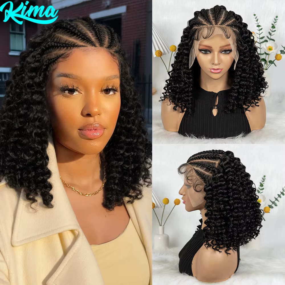 KIMA nouveau Style perruque tressée avec vague d'eau 13x6 dentelle Cornrow