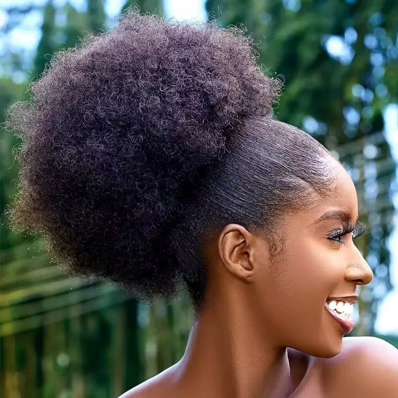 1pc femmes 10 pouces Afro crépus bouclés synthétique queue de cheval Extension cordon