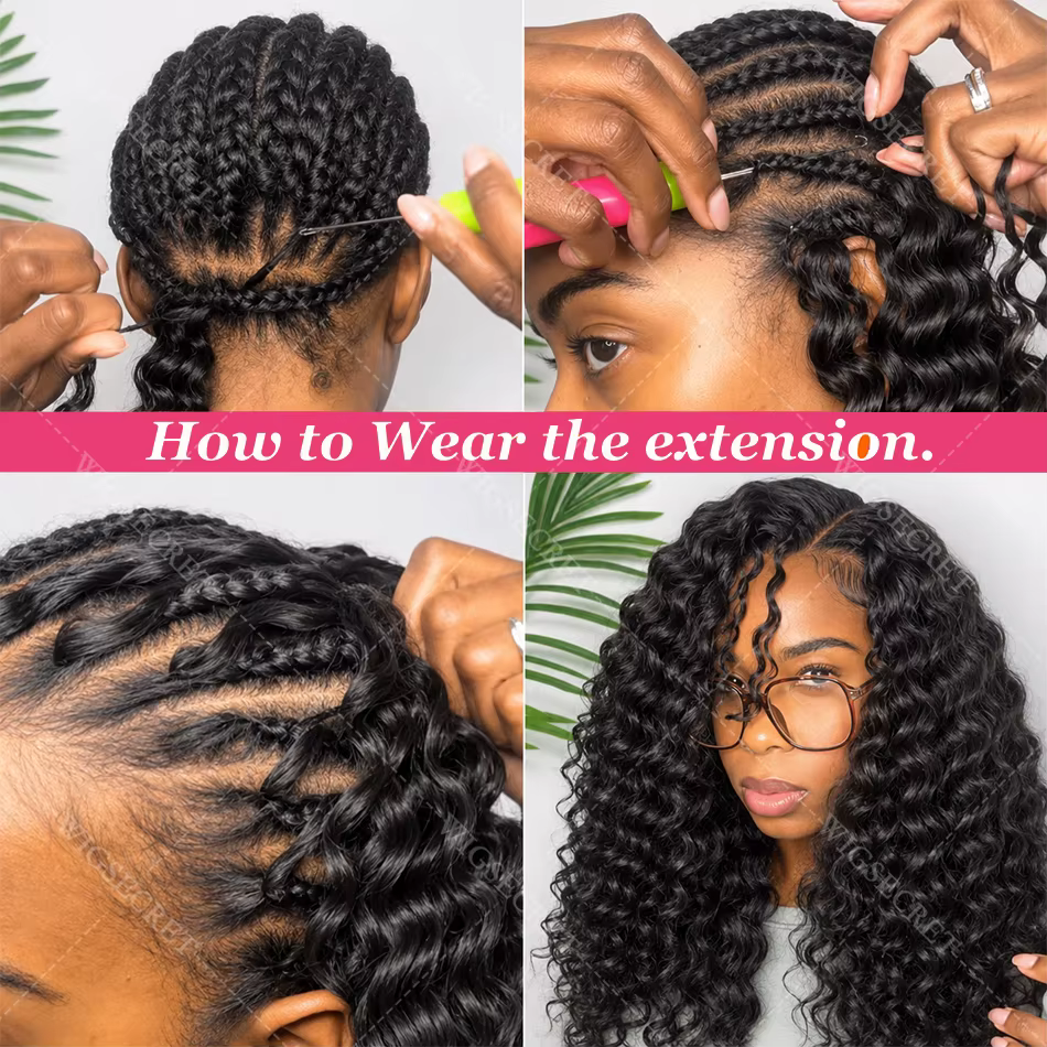 Mèches brésiliennes 100% naturelles Remy ondulées au Crochet