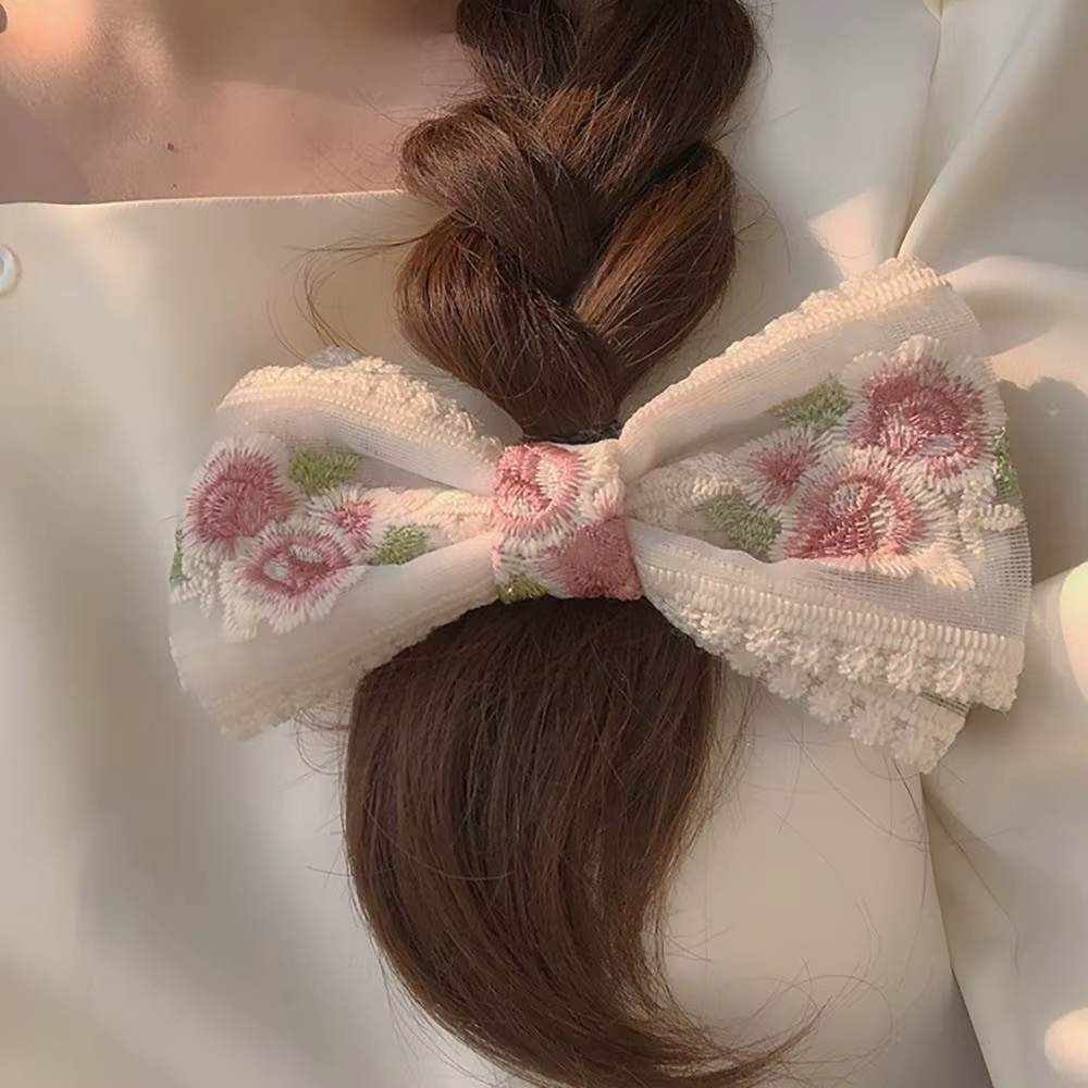 Pince à cheveux avec nœud en dentelle pour femmes et filles