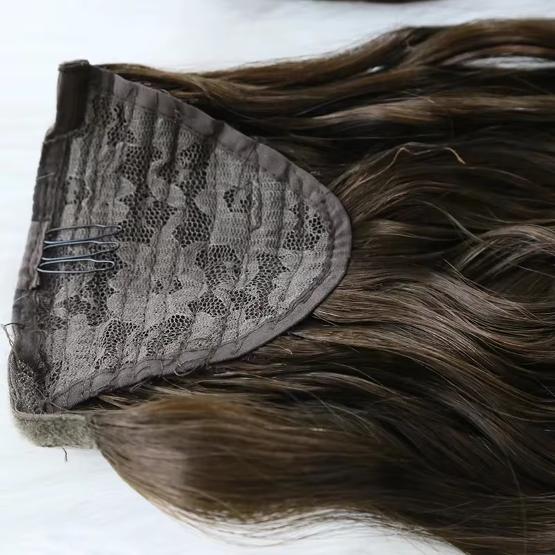 100% naturel vague d'eau cheveux humains Super Double dessiné Extensions de queue de cheval tressage pour le style de Volume et de longueur
