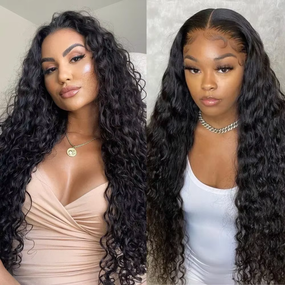 Perruque Lace Front Wig synthétique bouclée longue noire 13*3