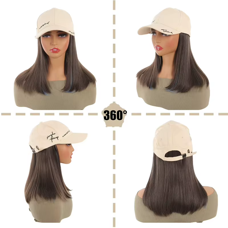 Casquette de baseball Allaosify pour femme avec cheveux synthétiques de 12 pouces