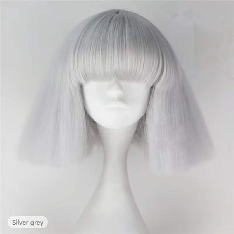 HAIRJOY Lady Gaga Cosplay perruques droite Bob court brun foncé argent gris blond