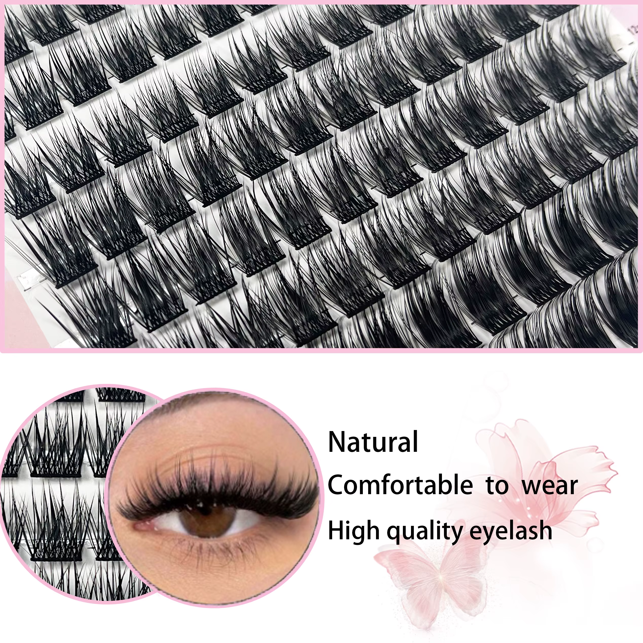 120 grappes de cils individuels D Curl 8-14mm plateau mixte Extension