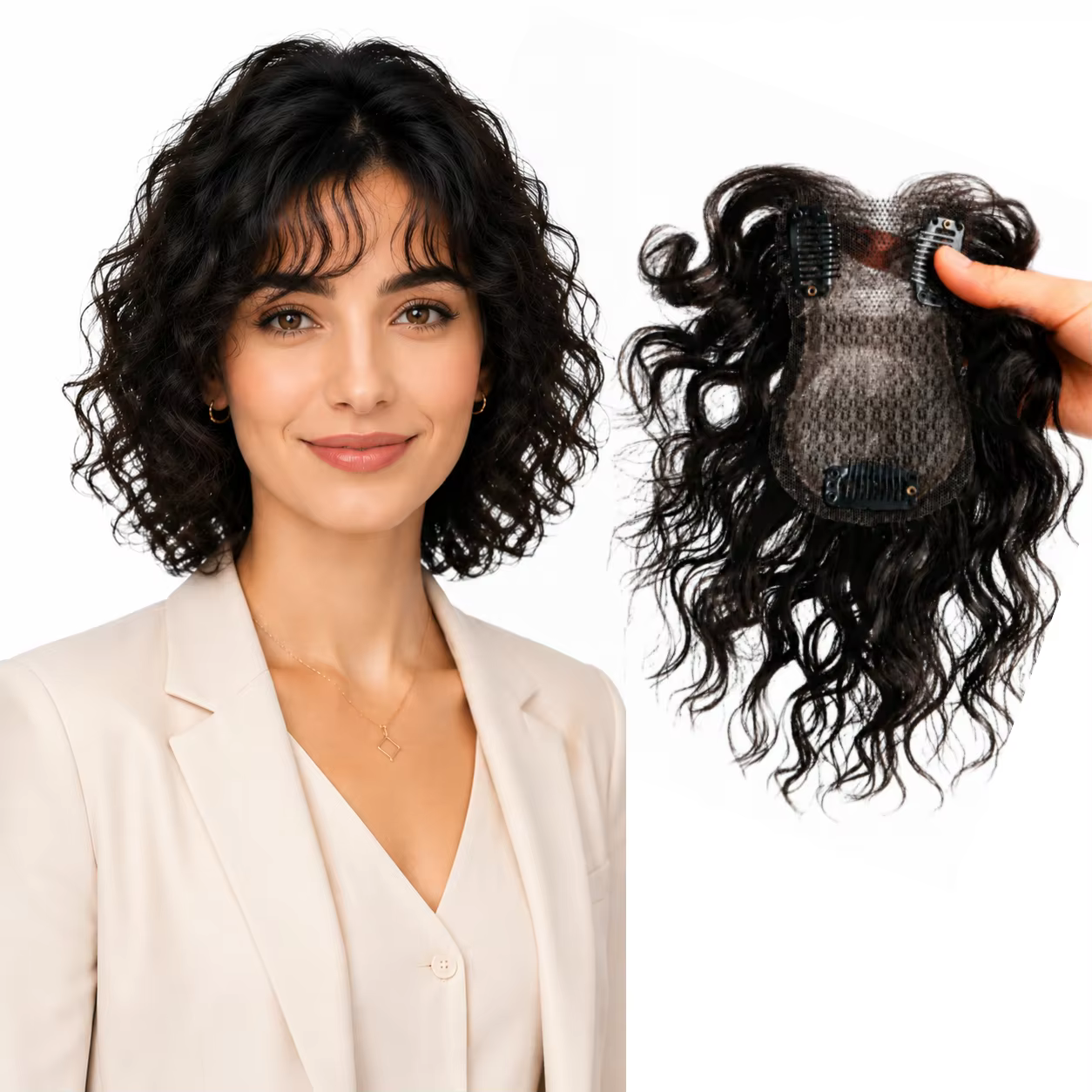 Topper de cheveux humains bouclés pour femmes