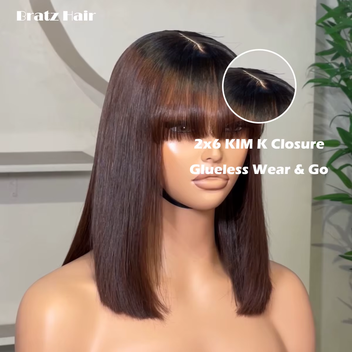 Perruque Bob 2x6 vietnamienne ultra-lisse Super Double Drawn avec frange