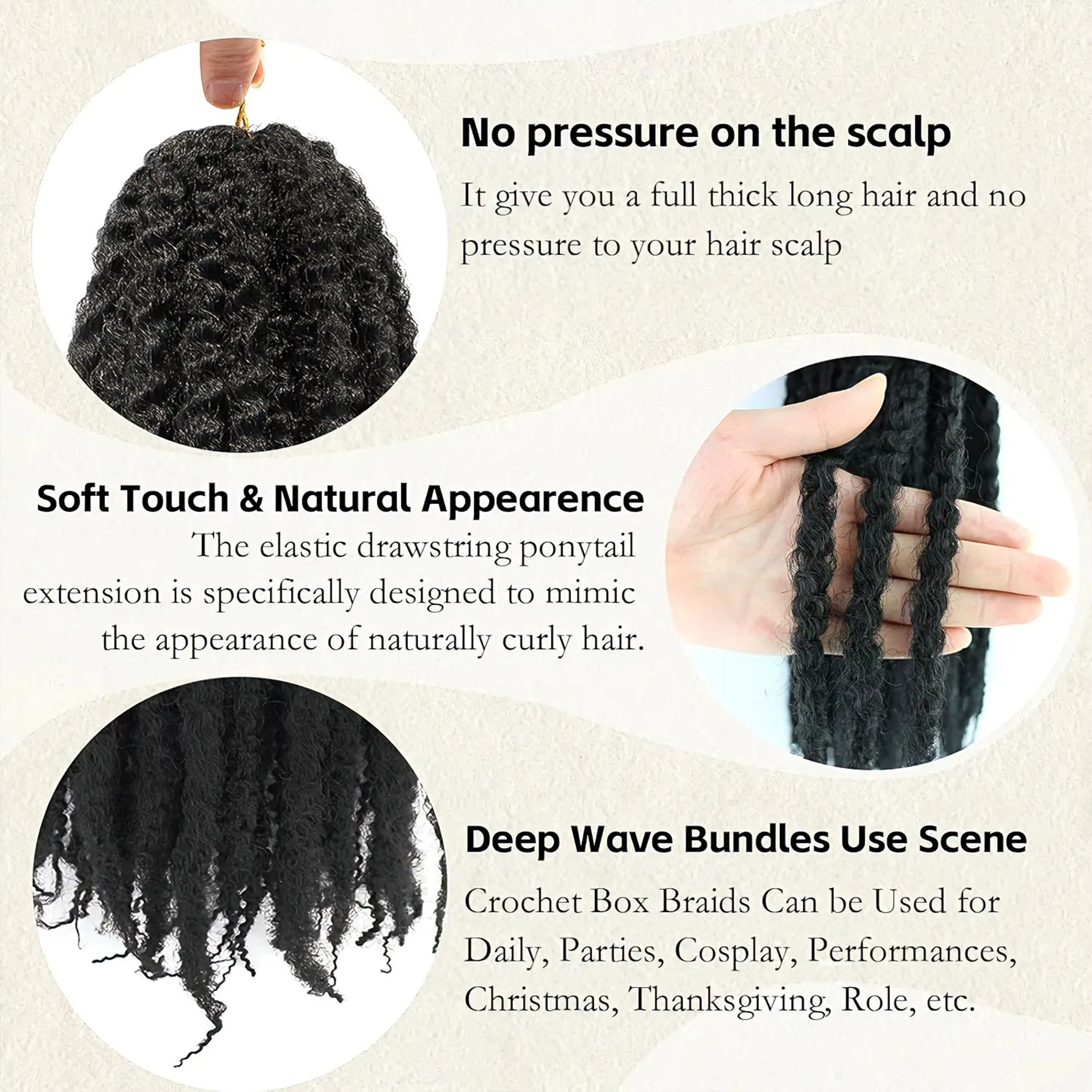 Extensions de cheveux synthétiques Marley de 18 pouces