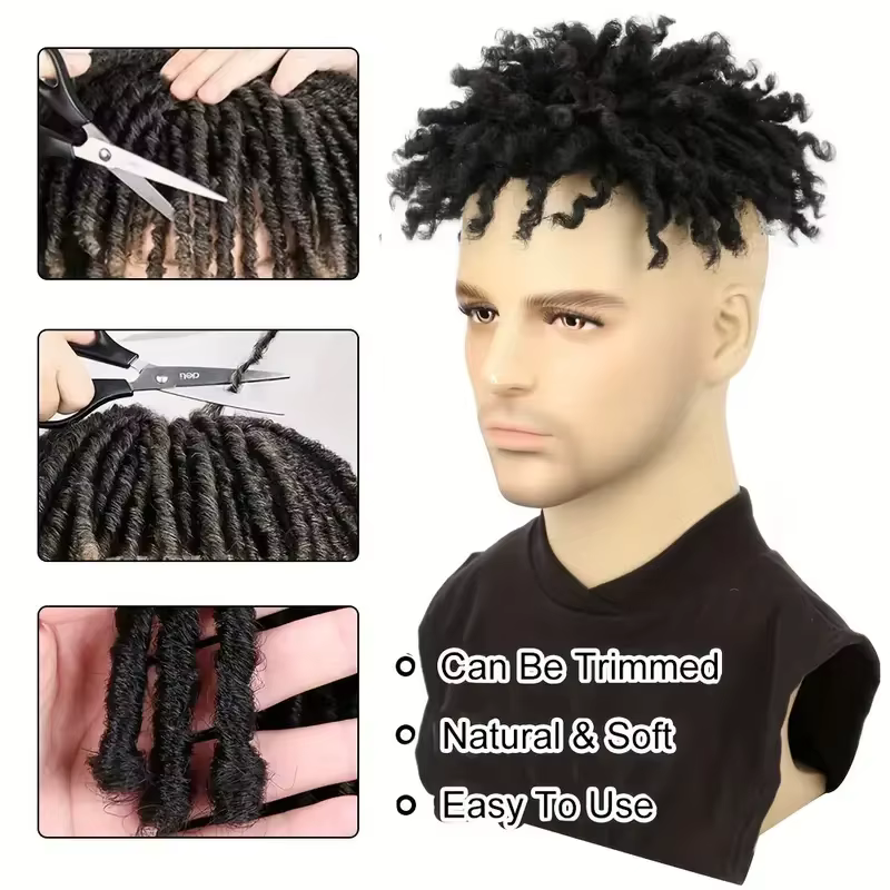 Perruque toupet courte Dreadlock avec Clips