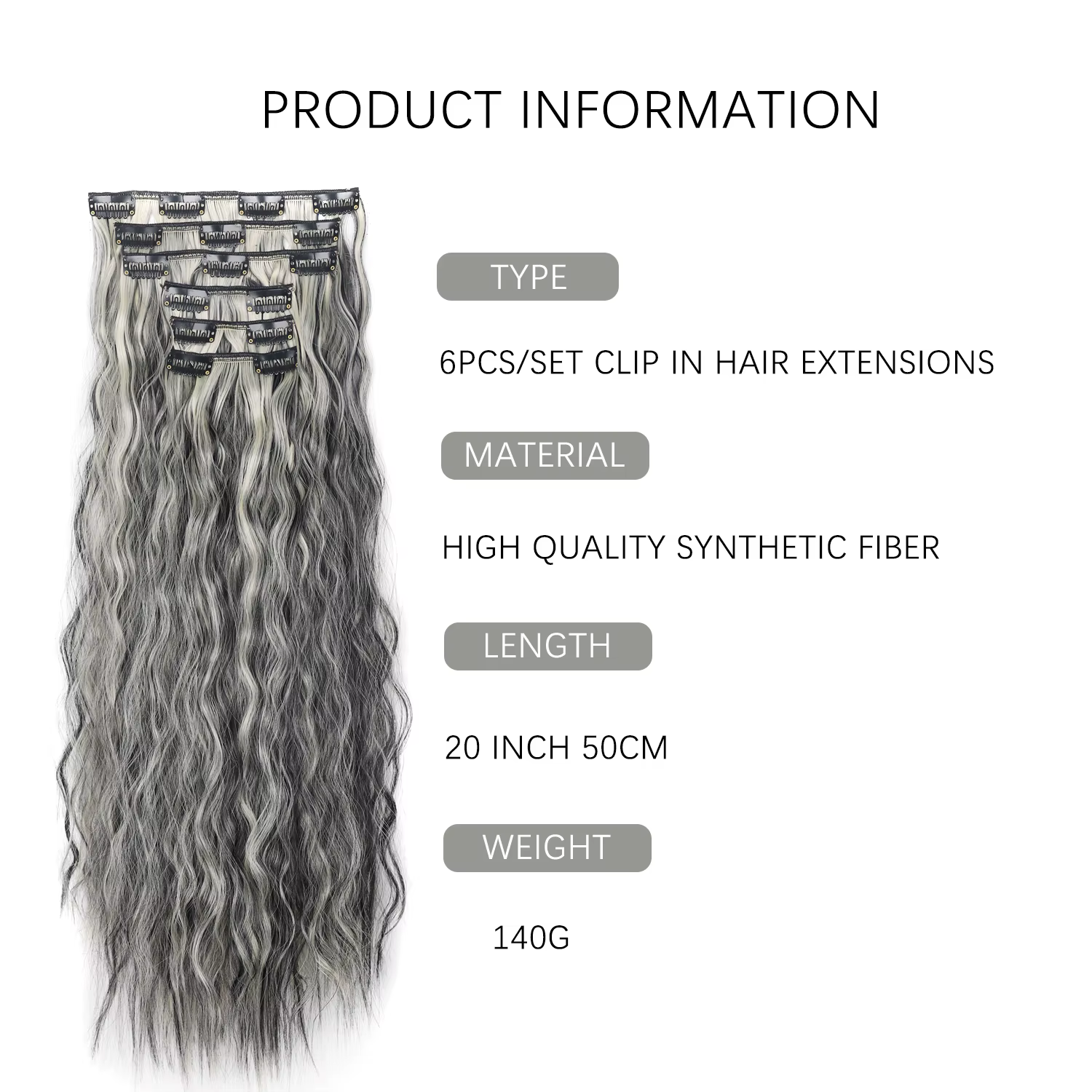Extensions capillaires synthétiques bouclées à clips