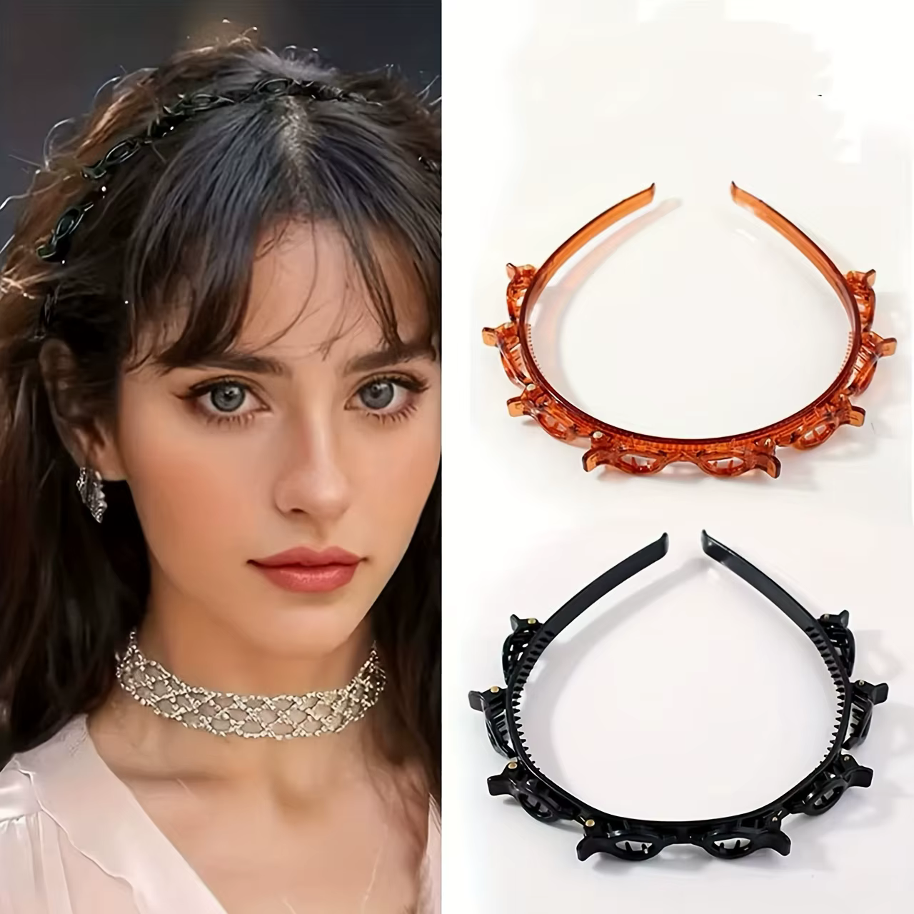 Lot de 2 pinces à cheveux rétro tressées