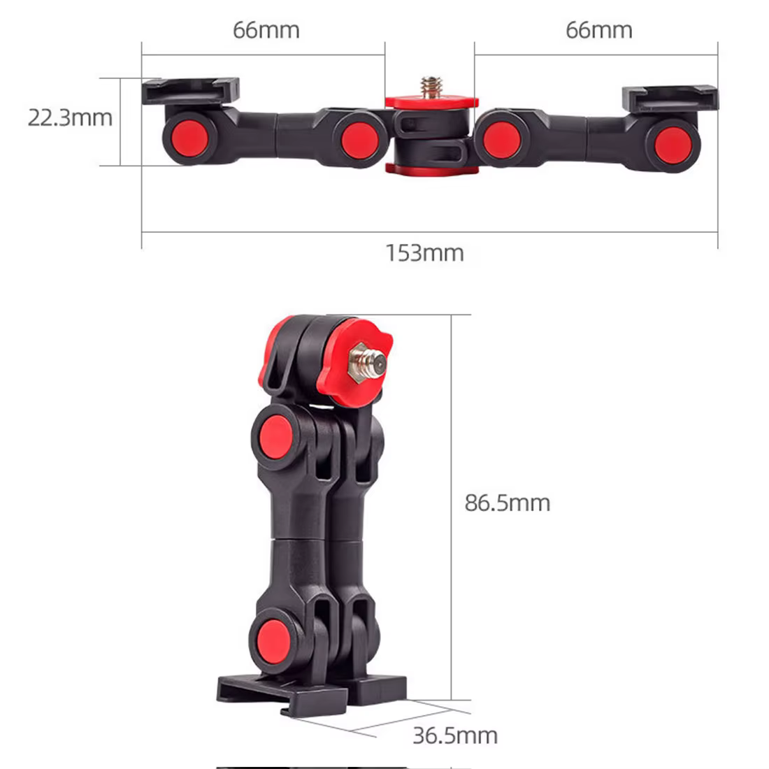 Adaptateur de montage de chaussure froide rotatif avec vis 1/4 ", double support de barre d'extension de chaussure froide pour appareil photo, téléphone, lumière LED, Microphone