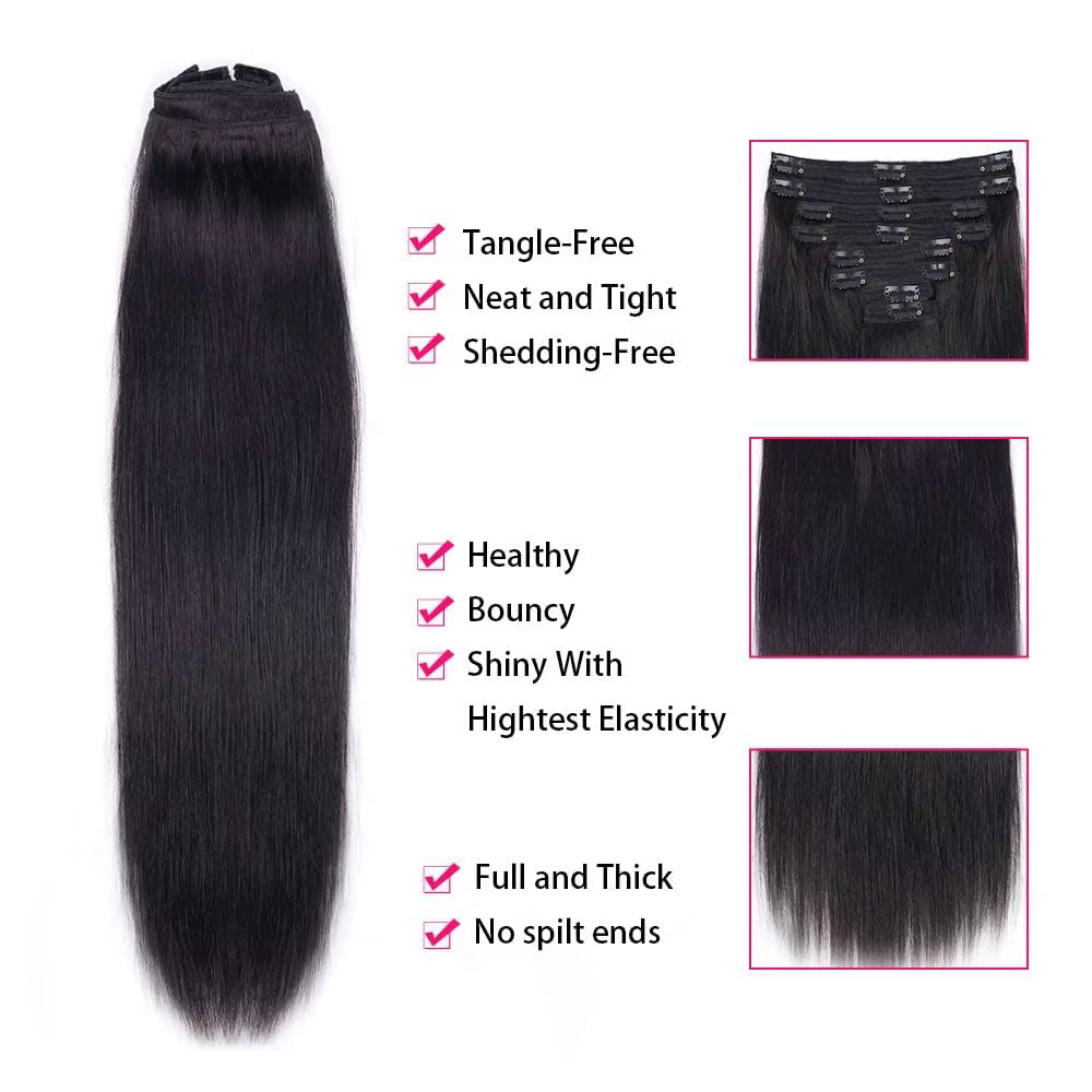 Extensions de cheveux lisses à clips