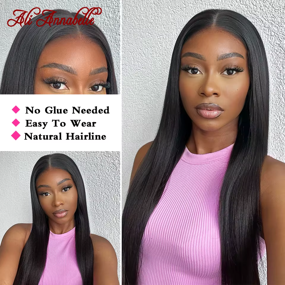 Ali Annabelle sans colle perruques de cheveux humains 4x4 13x4 pleine dentelle frontale