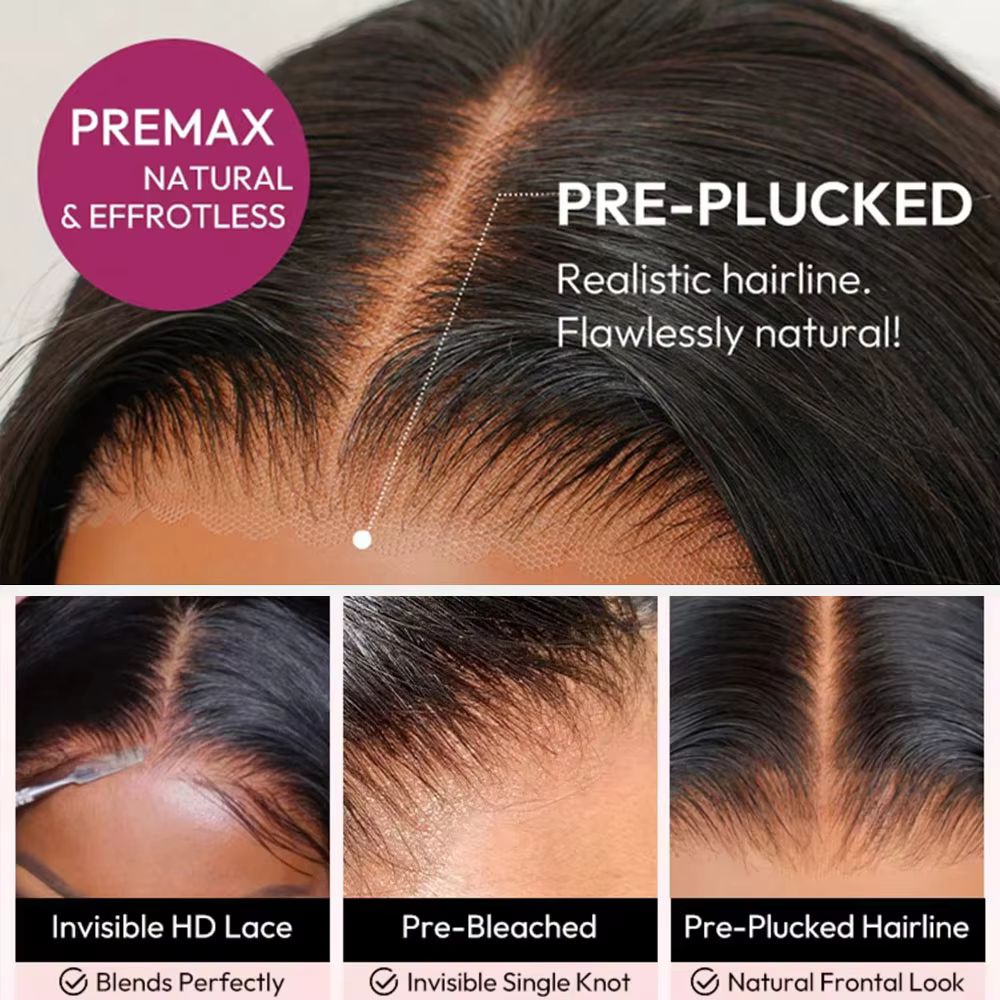 Perruques de cheveux humains lisses de 40 pouces